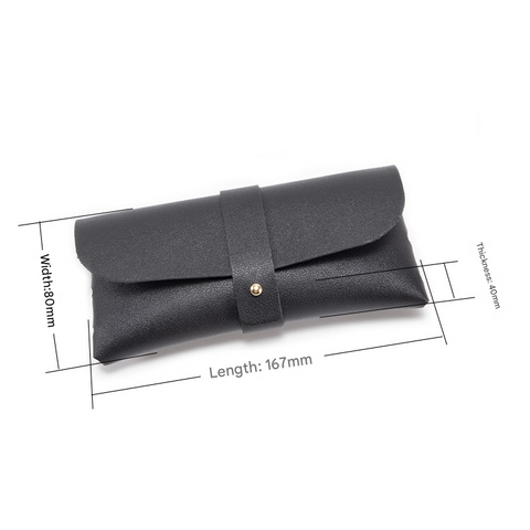 3-Piece PU Leather Eyeglass Case Set, Soft Protective Pouches for Sunglasses and Reading Glasses, Black