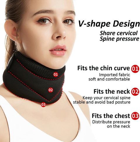 Adjustable Neck Brace with V-Shape Design, Cervical Spine Support for Posture and Pain Relief