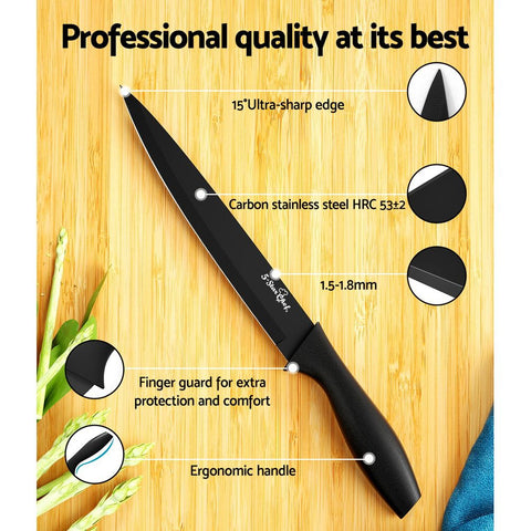 7-Piece Kitchen Knife Set with Sharpener, Stainless Steel Non-Stick Blades