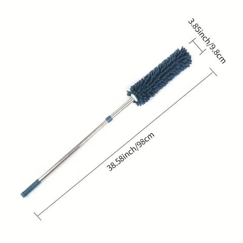 Telescopic Microfibre Cleaning Duster, Washable Static Dust Sweeper for High-Reach Cleaning, Navy Blue