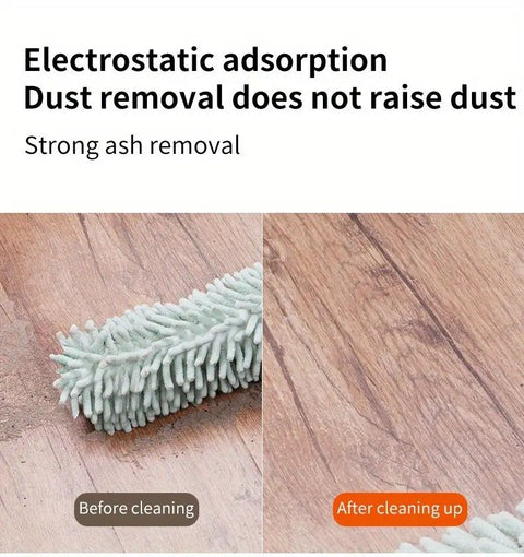 Telescopic Microfibre Cleaning Duster, Washable Static Dust Sweeper for High-Reach Cleaning, Navy Blue
