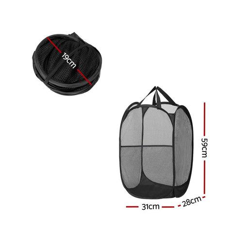 2 Pack Foldable Laundry Basket Hampers, Black