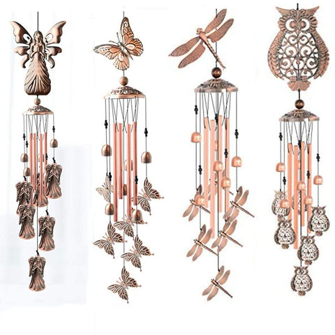 90 cm Vintage Owl Wind Chime, Handcrafted Metal Hanging Garden Decor