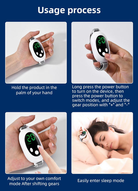 Portable Sleep Aid Device with EMS Pulse, LED Display and Adjustable Wrist Strap, White