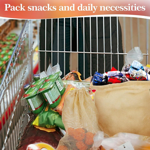 Set of 10 Reusable Mesh Produce Bags, Washable Grocery Storage Bags