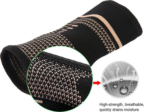 Wrist Brace | Wrist Support | Wrist Protector | Sports Brace Wrist | Copper Infused | Black | 1 Set | One Size