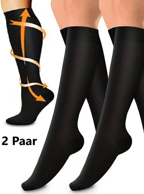 Duo Pack Compression Socks | Compression Stockings | Support Socks | Airplane Socks | Anti-Fatigue | Size L/XL (41-47) | Black