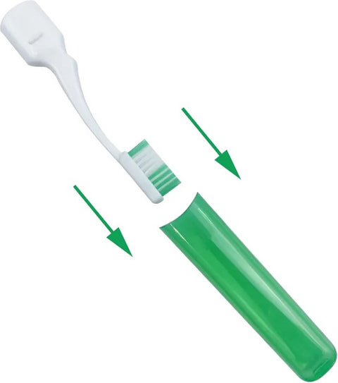 Portable Foldable Travel Toothbrush | With Soft Bristles | Space-Saving | With Case | Blue