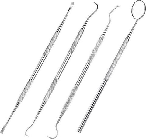 4-Piece Dental Care Tool Set | Dental Set | Oral Care | Plaque and Debris Removal Set | Dental Hook | Stainless Steel