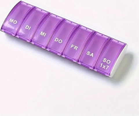 Pill Box | Pill Box | Medicine Box | Pill Box | 7 Days | 1 Week | Monday to Sunday | Purple