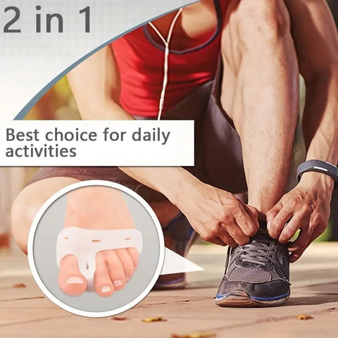 Hallux Valgus Silicone Toe Corrector | Toe Separator | Straighten Big Toe | Shock Absorbing | With Holes | White | 1 Pair