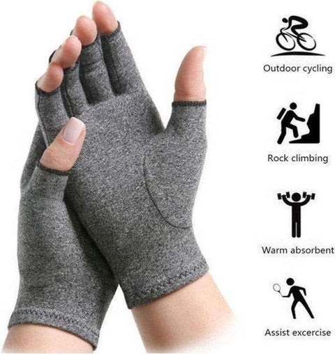 Compression Gloves | Therapeutic Gloves | Open Fingertips | Size XL | Grey | 1 Pair