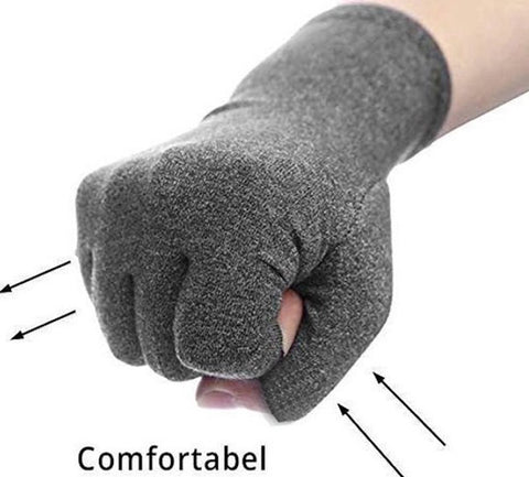 Compression Gloves | Therapeutic Gloves | Open Fingertips | Size XL | Grey | 1 Pair