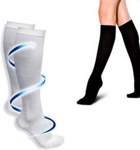 Duo Pack Compression Socks | Compression Stockings | Support Stockings | Airplane Socks | Anti-Fatigue | Size S/M (35-39) | White