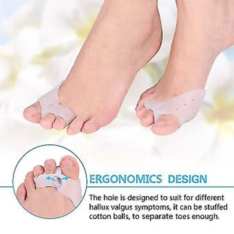 Silicone Toe Separator for 3 Toes | Bunion Protector | Forefoot Cushion | Hallux Valgus Pain Relief | For Shoes | Set of 2 | White