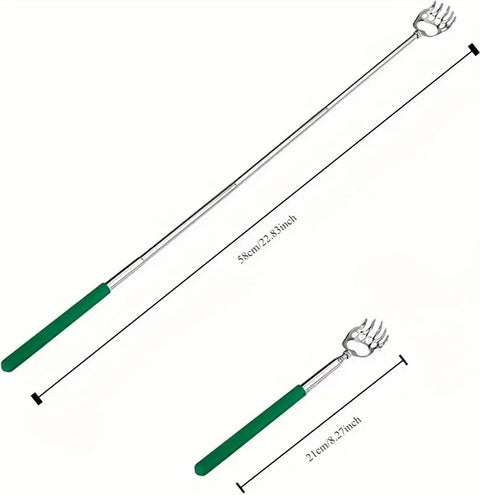 Extendable Back Scratcher Bear's Claw | Adjustable Back Scratcher | Massage Scratcher | Telescopic Back Scratcher | Anti-Itch | Up to 53 CM | Stainless Steel | Green