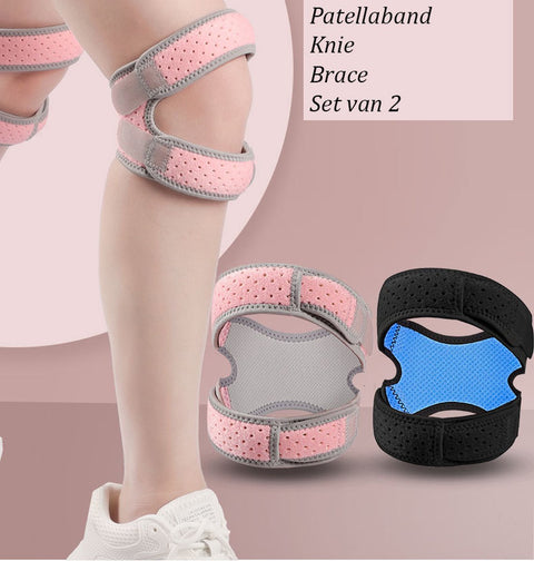 Double Patella Knee Brace | Patella Strap | Knee Support | Knee Protector | Knee Tendon Strap | Knee Bandage | Elastic Bandage | Adjustable | Black/Blue