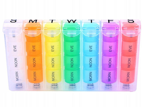 Pill Box for 7 Days & 4 Times | Pill Box 28 Compartments | Medicine Box | Pill Organizer | Automatic Opening