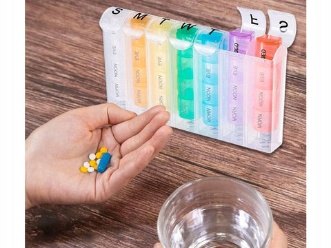 Pill Box for 7 Days & 4 Times | Pill Box 28 Compartments | Medicine Box | Pill Organizer | Automatic Opening