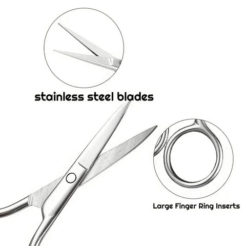 Cuticle Clipper and Eyebrow Scissors in 1 | Cuticle Scissors | Small Eyebrow Scissors | Cuticle Removal | Stainless Steel | Multicolor