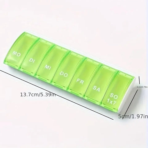 Pill Box | Pill Box | Medicine Box | Pill Box | 7 Days | 1 Week | Monday to Sunday | Green