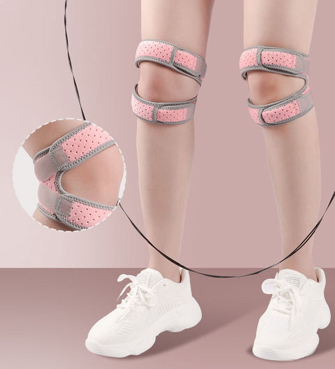 Double Patella Knee Brace | Patella Strap | Knee Support | Knee Protector | Knee Tendon Strap | Knee Bandage | Elastic Bandage | Adjustable | Pink/Gray