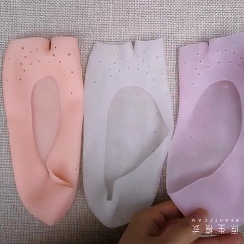 Pair Silicone Gel Socks | Heel Protectors | Heel Insoles | Heel Cushions | Heel Socks | One Size | Beige