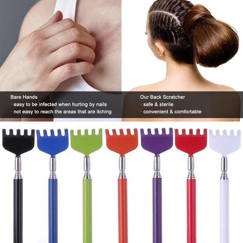 2x Extendable Back Scratcher | Adjustable Back Scratcher | Massage Scratcher | Telescopic Back Scratcher | Up to 56 CM | Stainless Steel | Blue