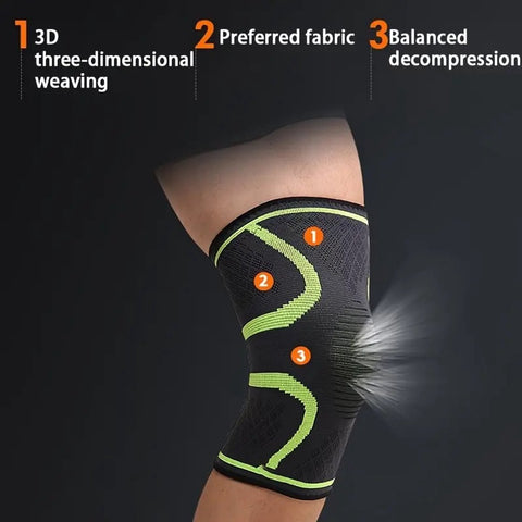 Compression Knee Brace | Knee Support | Knee Protector | Knee Bandage | Knee Support | 1 Piece | Black Green | Size M