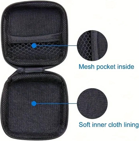 Earbud Storage Case for Earphnes | Case for In-ear Headphones | Earbud Case | Headphone Organizer | Charging Cable Storage Case | Black/Orange