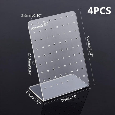 Acrylic Earring Holder - 4-Piece Set with 72 Compartments Earring Display Stand Retail Display Cabinet Earring Display Stand Personal Storage 3x2x4.5 inches