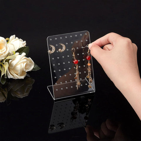 Acrylic Earring Holder - 4-Piece Set with 72 Compartments Earring Display Stand Retail Display Cabinet Earring Display Stand Personal Storage 3x2x4.5 inches