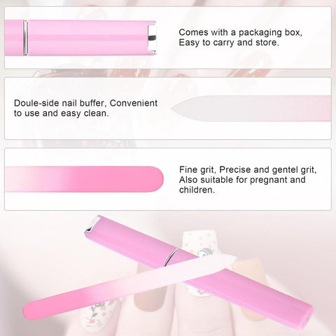 Glass Nail File Set 3-Piece – Double-Sided, with Case, Gift for Women
