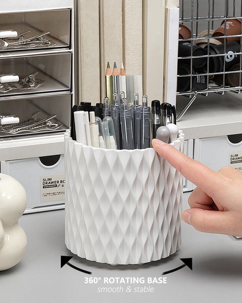 Pen Holder - Multifunctional - Makeup Brush Holder 5 Compartments - Aesthetic Design for Home Office Students - White