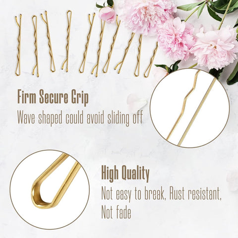 100 Pieces 2 Inch Gold Hairpins - With Clear Storage Box - For Hair Salons & Personal Use
