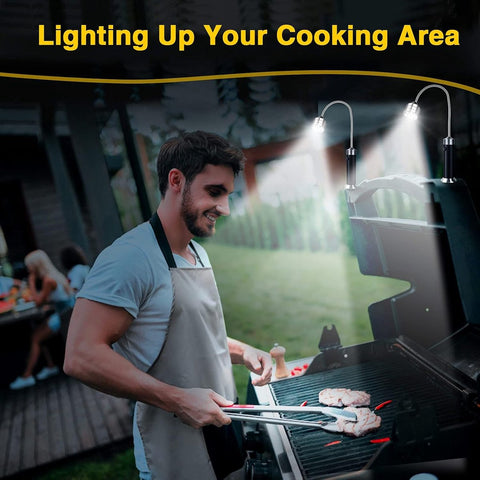 BBQ lamp - Magnetic base - Super bright LED BBQ lamp - 360° rotatable neck, waterproof and heat-resistant - Suitable for camping and car repairs - 2 pcs