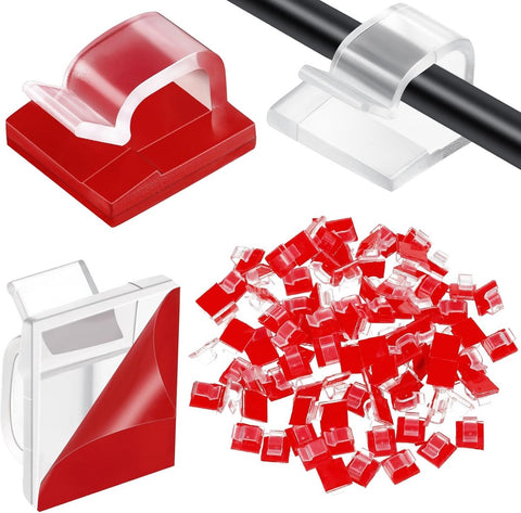 Cable Clips - 100 Pieces - Cable Holder - Halloween - Christmas - Nail Clip - Cable Tie - Clips - Cable Channel - Ties - Cable Lock - Cable Channels - Roof Hooks - Cable Clamp - Transparent - Strong clamping force - very for Party / Halloween / Christmas