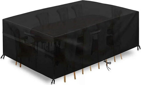 Waterproof Garden Set Protective Cover with Drawstring and Good Drainage - W242 x L160 x H100CM - Black Garden Furniture Cover - Garden Furniture Cover - Garden Set Cover - Lounge Set Cover - Garden Table Cover