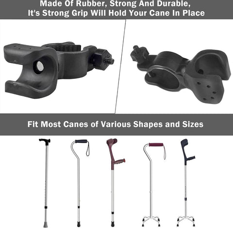 Cane Holder - Crutch Holder - 4 Pieces - For Mobility Scooter Wheelchair Bicycle Rollator - Crutch Holder - Stick Holder - Walking Stick Holder - Universal Crutch Cane Bracket - For Crutches For Mobility Scooter, Assisted Rollator, Wheelchair, Electric Sc