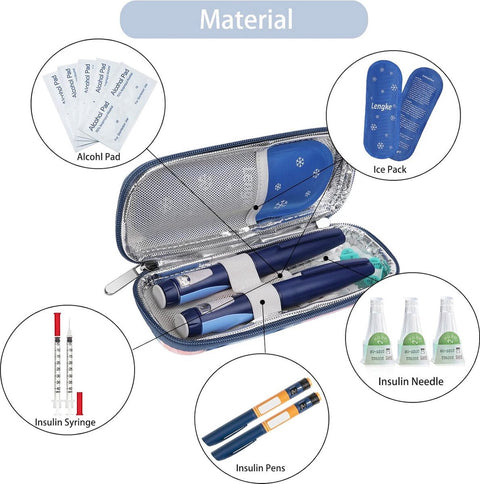 2 Pieces - Diabetes cooler bag - cooler bag - diabetes case - Diabetes bag - diabetes case - insulin syringes - travel case - No gel pack included
