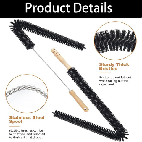 Crevice brush with long handle and stiff bristles - 2-pack - Suitable for dryer ventilation - Radiator cleaning brush - Ideal for cleaning tight spaces - Suitable for cleaning furniture - Multifunctional