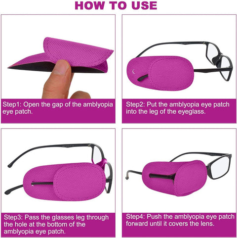 Eye Patch - 12 Pieces - Eye Patch - Eye Treatment - Reusable - For Lazy Eye Or After Surgery - Laser Eye Surgery - Lazy Eye - Amblyopia - Strabismus - Improve Vision - Eyepatch - Eye Covering - Children And Adults - 122 X 57mm - Black/ Blue/ Purple