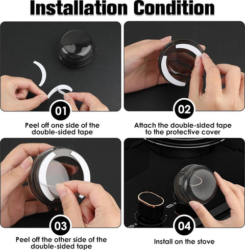 Gas Stove Knob Protective Cover - 8 Pieces - Universal - Plastic Knob Cover - Suitable for Gas Stove, Gas/Electric Stove, Electric Oven, Induction Stove, Gas BBQ, Hob - Kitchen Utensils - Black - Child Safety