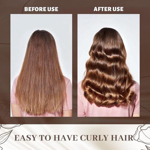 Heatless Curls - 3 Pieces - Satin - For Voluminous Curls - Curlers - Hair Rollers - Heatless Blowout Set - Heatless Curls Tool - Curls Without Heat - Curly Hair Products - Alternative to Curling Iron - Brown - All Hair Types - With Hair Scarf