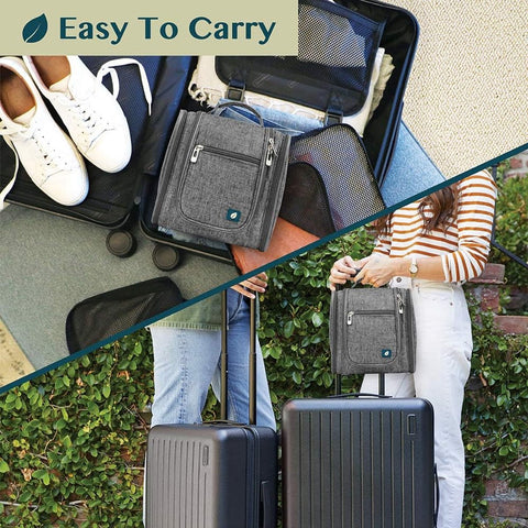 Toiletry Bag with Hook - For Women and Men - Hanging Toilet Travel Bag with Hook - Hanging - Travel & Camping Suitcase Accessories - Toiletry Bag for Women & Men - Makeup Bag with Mesh, Waterproof Pockets - Grey