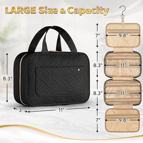 Toilet Bag With Hook - Hanging Toilet Bag - Women and Men - Water Resistant - Makeup Bag - Women's Beauty Case - Toilet Bag - Toilet Sack - Outdoor Travel Toilet Bag - Travel Organizer Men & Women, Girls and Children - Pink - Practical & Portable