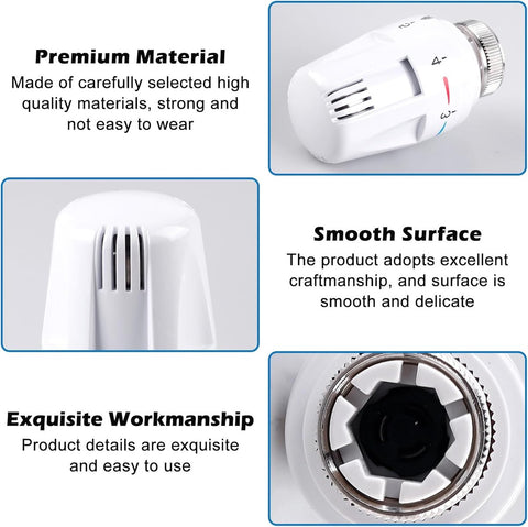 Thermostat Knob - 4 Pieces - Thermostat Head M30 - Radiator Knob M30 - White (M30 x 1.5) - Radiator Thermostat Valve - Radiator Thermostat Knob - Radiator Knobs - Radiator Knob Handwheel - Old-fashioned Radiator Knobs - Plastic - For Home Office Etc