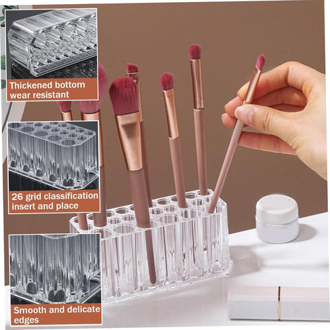 Makeup Brush Holder - Pen Pot - Brush Holder - Cosmetic Storage Box - Makeup Organizer - Makeup Holder - 26 Slot Cosmetic Brush Storage Box - For Brushes, Lipstick, Eyeliner - For Bedroom, Bathroom, Makeup Table, Mirror Cabinet