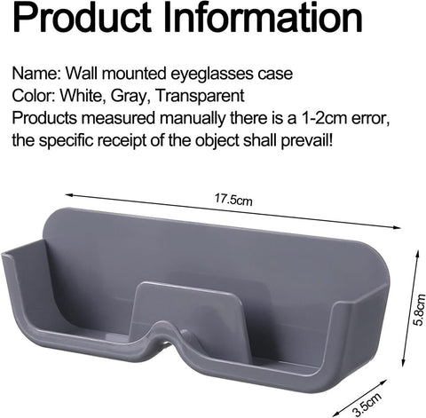 Eyeglass Cases - 3 Pieces - Eyeglass Storage - Storage Organizer - Eyeglass Storage System - Eyeglass Stand - Eyeglass Rack - Holder for Eyeglasses - Wall Mounted Eyeglass Holder - Sunglasses Display - Wall Mount for Hanging Eyeglasses - Self-Adhesive