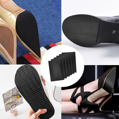 Anti-Slip Shoe Stickers - 10 Pieces - Rubber Shoe Sole - High Heel Grip Stickers - 15x10 Cm - Anti-Slip Shoe Sole Pads - Shoe Repair - Easy to Apply - Cut to Size - Black